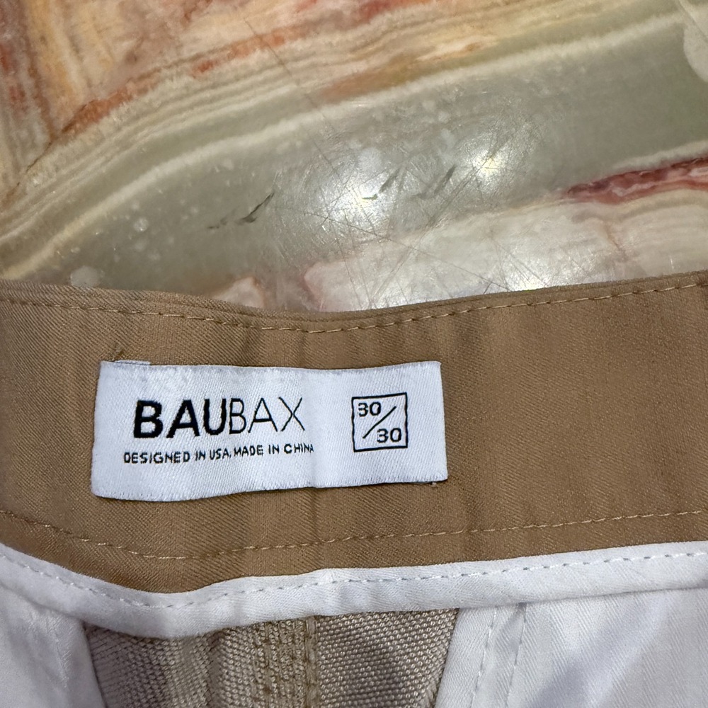 BauBax Mens Chino Trouser Pants Tan Water-Resistant Straight Leg Outdoor 30x30 - Picture 2 of 5